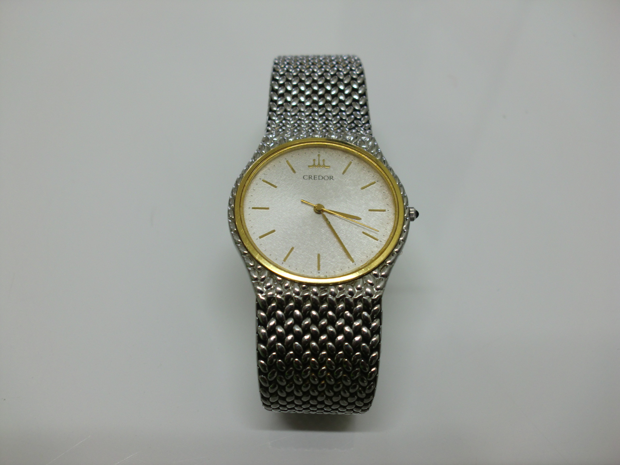 SEIKO  CREDOR セイコークレドール  クォーツ メンズ腕時計 シルバー文字盤 18KT×SS  7771-6050  純正ベルト 