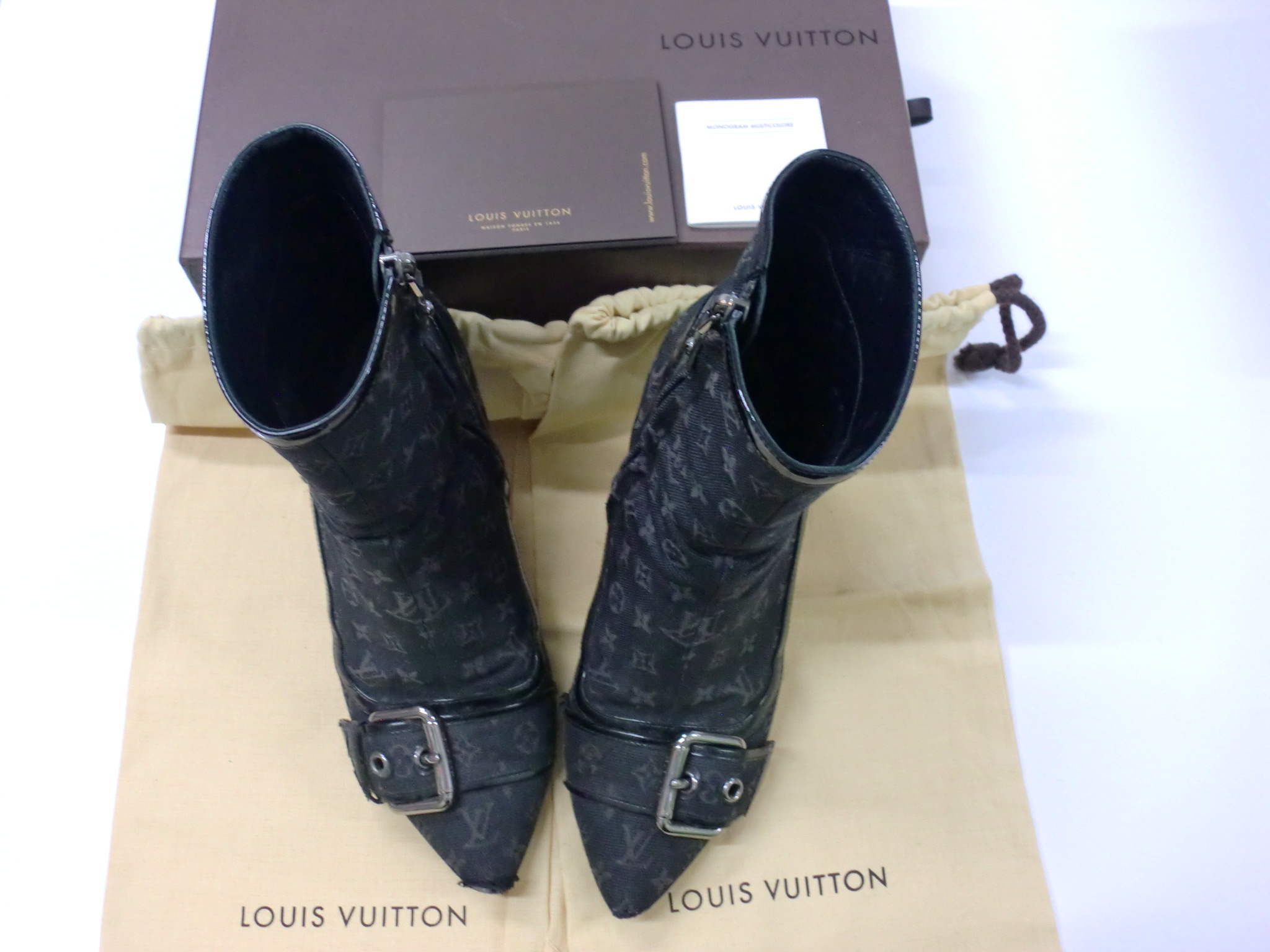 LOUIS VUITTON ルイヴィトン  デニム×モノグラム ローブーツ 